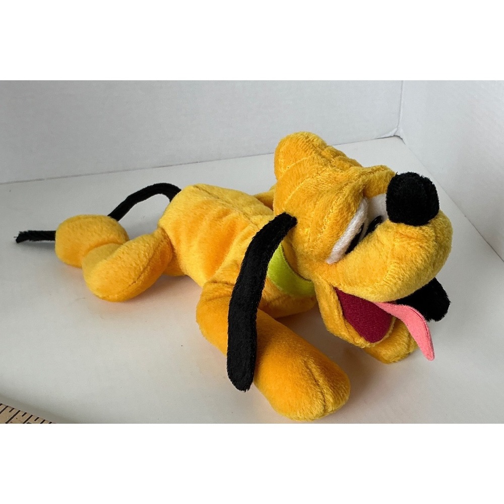 Disney Vintage Pluto Dog Plush Bean Bag Toy Yellow 9 Inch Disney Parks Souvenir